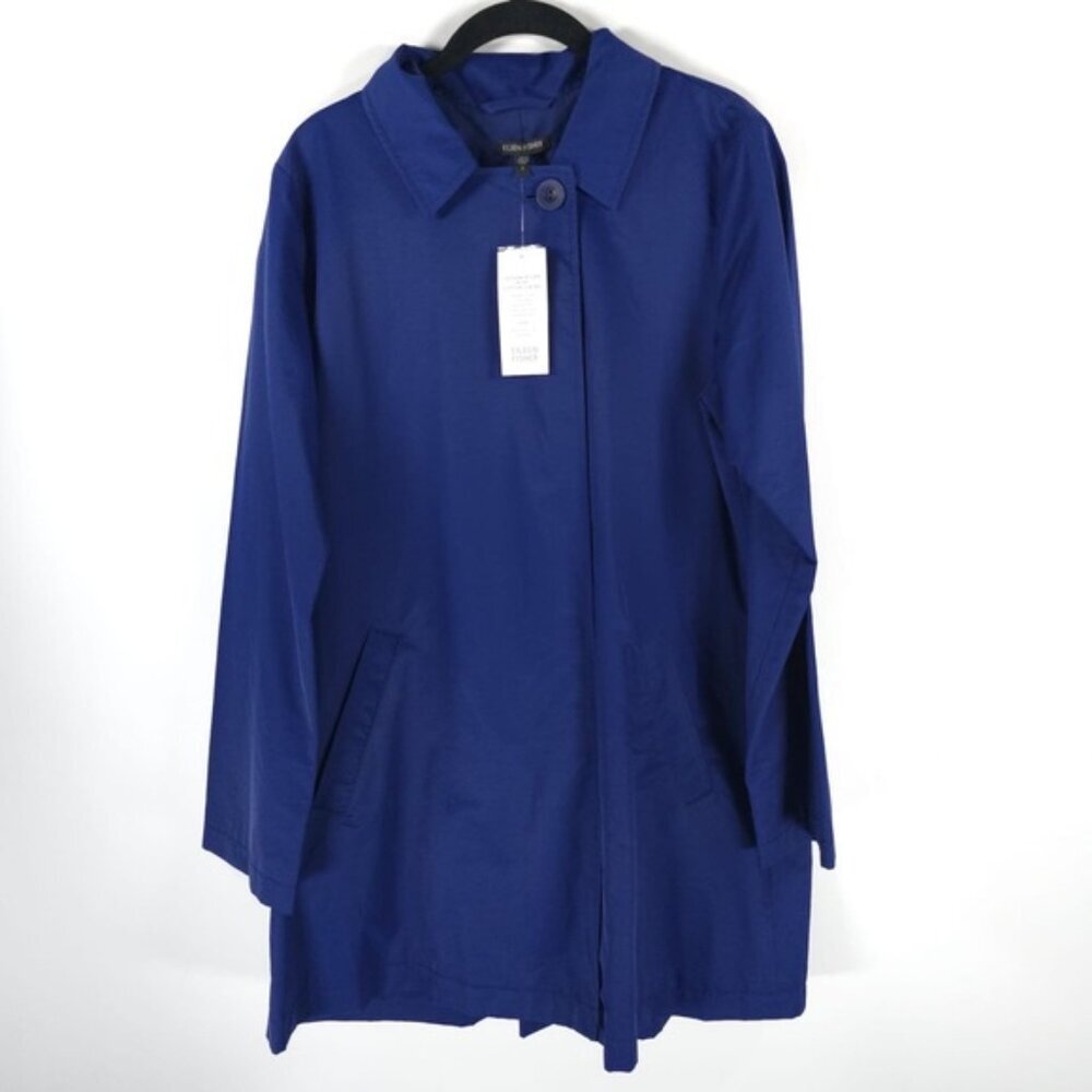 NWT EILEEN FISHER PERSB Concealed Button Up Classic CollarCoat R2PW-CO518M SMALL